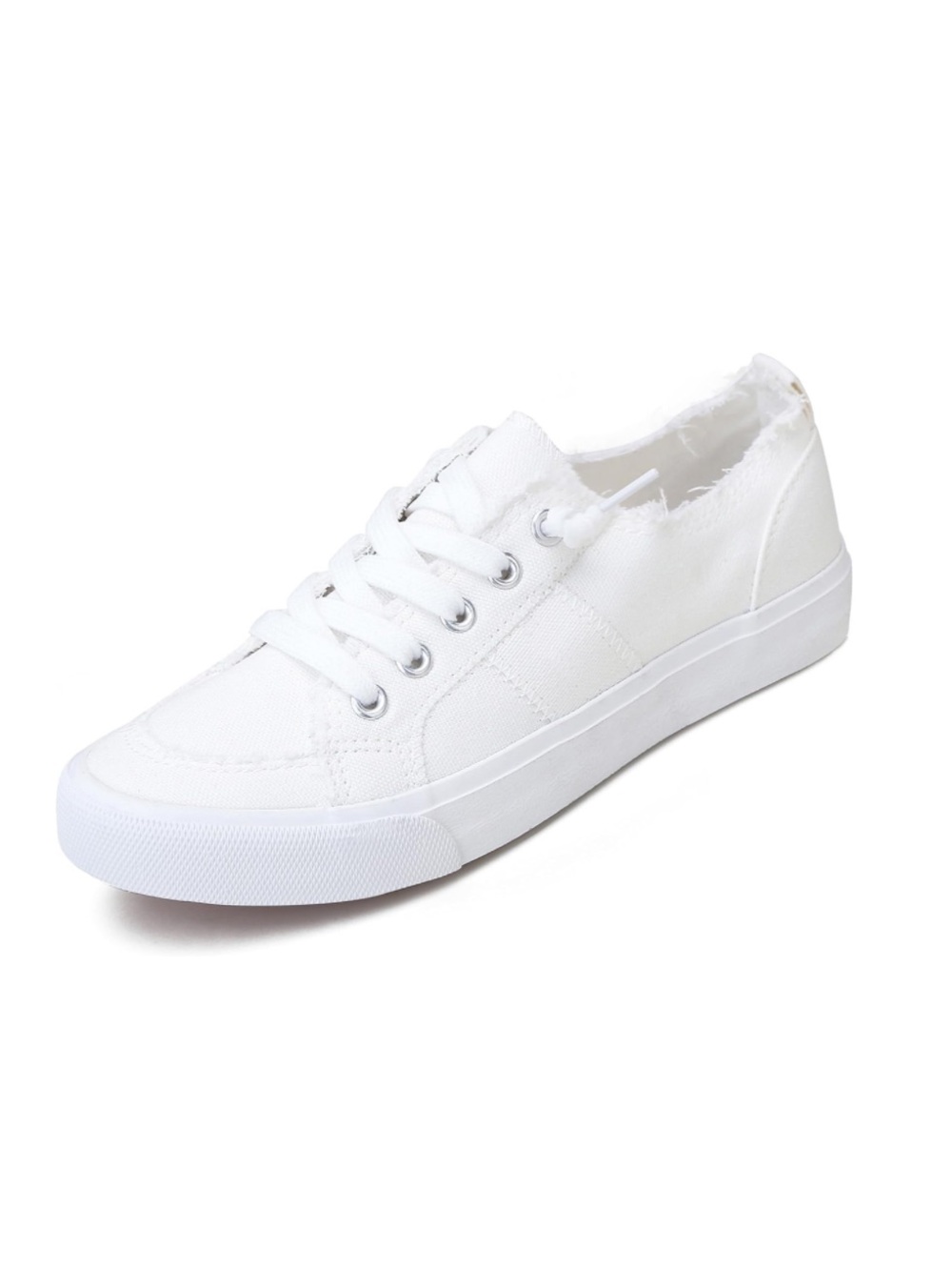 Women's White Lace-Up Canvas Sneaker